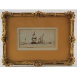 Edward Duncan (1803-1882). Ink & pencil, depicting ships at sea, unsigned, mounted, framed & glazed,