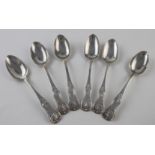 Six Edinburgh single struck King's pattern teaspoons. Hallmarks appear to read E.M. Edinburgh