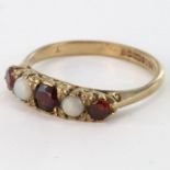 9ct Gold Opal and Garnet Ring size N weight 2.5 grams