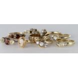 Nine 9ct Gold stone set Rings weight 18.4g