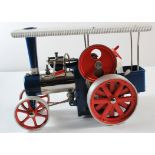 Wilesco D405 blue Dampftraktor live steam traction engine, length 28cm approx., contained in