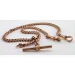 Hallmarked 9ct Gold pocket watch chain with "T" Bar, length approx. 34cm and weighing 29.6g