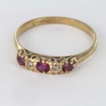 9ct Gold Ruby and Diamond Ring size S weight 2g