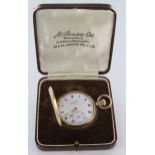 9ct cased full hunter pocket watch, by J. W. Benson, Hallmarked Birmingham 1927, the white dial with