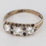 9ct Gold CZ/Sapphire Ring size K weight 1.8g