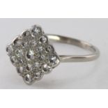 18ct White Gold and Platinum Diamond pave set Ring size R weight 3.5g
