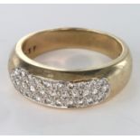 9ct Gold Ring pave set with small Diamonds size N weight 5.6g