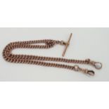 Hallmarked 9ct Gold pocket watch chain with "T" Bar, length approx. 38cm and weighing 31.7g