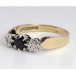 9ct Gold Sapphire and Diamond Ring size P weight 3.1g