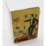 Silver enamel cigarette case, circa 1920s, hallmarked 'J.G. Ltd, Birmingham 1920', gilt lined, lid