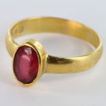 22ct Gold Ring with Solitaire Ruby size T weight 4.5g