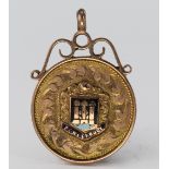 9ct Gold Pontefract Coat of Arms enamelled Fob Pontefract Medical Charities 1930 weight 5.2g