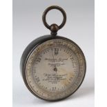 J. H. Steward surveying aneroid compensated pocket barometer, no. 4382, circa 1880, diameter 4.8cm