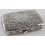 Attractive heavily engraved silver cigarette case Chester, 1898 by William Neale. Weight 2oz. (