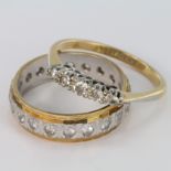 18ct Gold 5 stone Diamond Ring plus 18ct Gold Diamond set Eternity Ring sizes M & N weight 6.5g