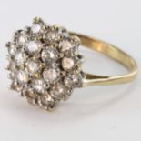 9ct Gold CZ cluster Ring size O weight 3.7 grams