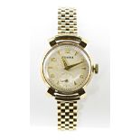 9ct Gold Ladies Helvetia Wristwatch with gold Roman numerals and a second hand. In working order.