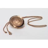 9ct Gold Locket on a fine 16 inch 9ct Gold chain weight 7.5g