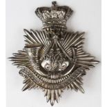 Bedford Light Infantry unmarked silver Officer's French pattern Shako plate/badge - looks original