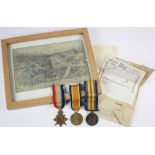1915 Star Trio to 01646 Sjt J B White AOC. With some original paperwork and a hand drawn picture "