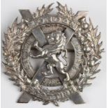Badge - London Scottish Regt. silver Officer’s Glengarry badge, stout pin fitting to the reverse.