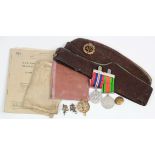 ATS WW2 Defence and War medals service and pay book release book badges side hat etc., to W/211933