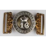 16th Foot (Bedfordshire Regt.) silver & brass Officer's 2-part buckle (has damage to crown)