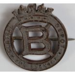 Badge - B. Central Depot for Service, probably WW1 period.