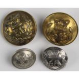 56th Foot (West Essex) Regt. brass buttons (2) plus 2 silvered buttons. All Victorian crowns. (4