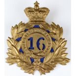 16th Foot copper Shako plate/badge, proabably a copy. 2 long lugs to the reverse. Sold as seen