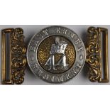 44th Foot (East Essex) Regt. Officer's brass & silver 2-part buckle (has some damage to the crown in