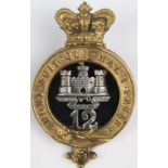 12th Foot (East Suffolk Regt.) original Officer's (post 1881) Glengarry badge, silver & gilt. 2 lugs