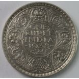 India One Rupee 1938 Bombay Mint, with dot KM#555 NEF with some contact marks