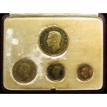 George VI Coronation 1937 gold proof four-coin set: £5, £2, Sovereign and Half-Sovereign, nFDC,