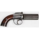 19th century percussion pepper box revolver nice clean gun with engraved side plates back strap