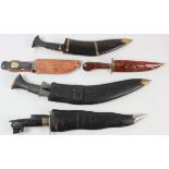 Knives: 1) A hunting/fishing combination knife with 5.25" blade & corkscrew & spike (missing a