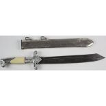 German WW2 RAD Leaders Dagger with scabbard. Blade maker marked 'Alcoso ACS Soligen'. Showing its