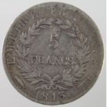 France, Napoleon silver 5 Francs 1813 mm. Flag (Utrecht Mint) KM# 694.17, VG