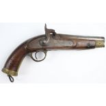 Early percussion pistol, handle engraved '1 305' and the lock plate stamped 'Rogers'. Sold a/f