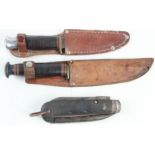 Knives: 1) A large WW2 Army Clasp knife, blade 3.5" marked 'G.R.' Crown & Rogers & Sons Norfolk