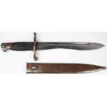 Bayonet: Spanish Model 1941 'Bolo' bayonet in its steel scabbard blade 9.75". Ricasso marked: