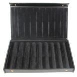 Montblanc black leather pen case, with compartments for eight fountain pens, with Montblanc emblem