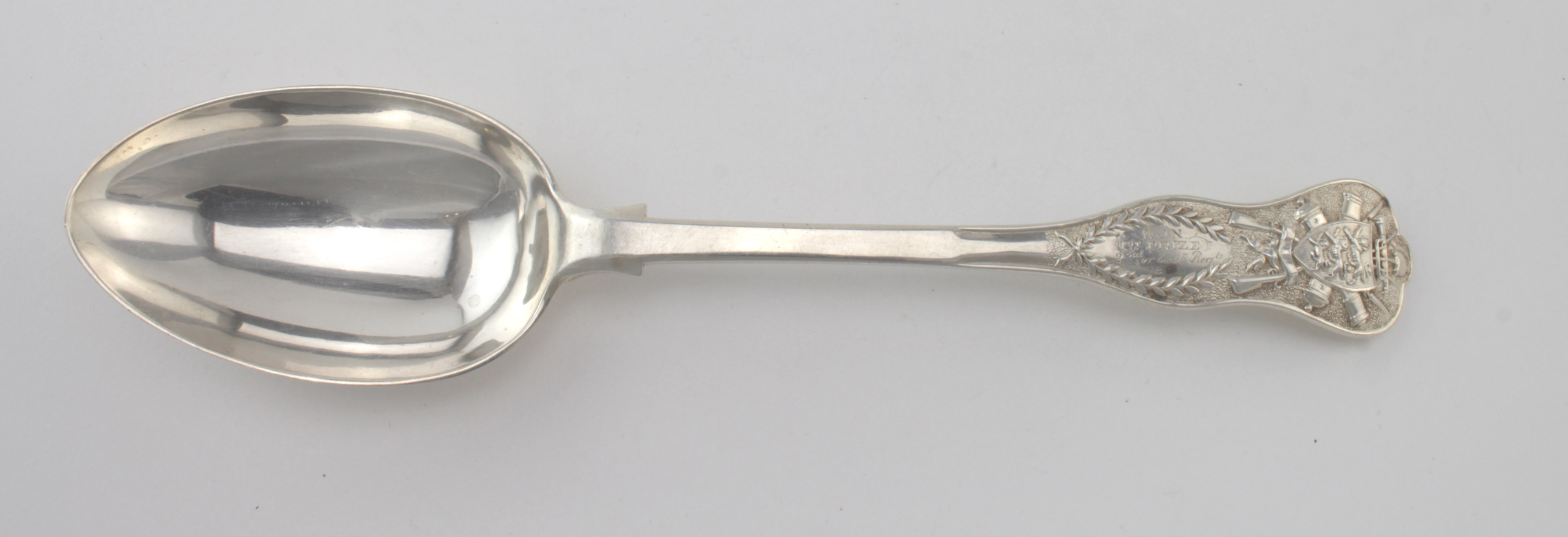 Jersey Militia silver shooting spoon inscribed "WJN 1st. Prize, 2nd or East Regt. 1891".