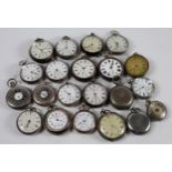 Assortment of Twenty one mainly late 19th and early 20th century gents silver pocket watches,