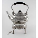 Edwardian Silver teapot with warmer on stand, hallmarked Sheffield 1903 by James Dixon & Sons Ltd,