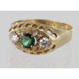 18ct Gold Synthetic stone set Ring size P weight 2.1g