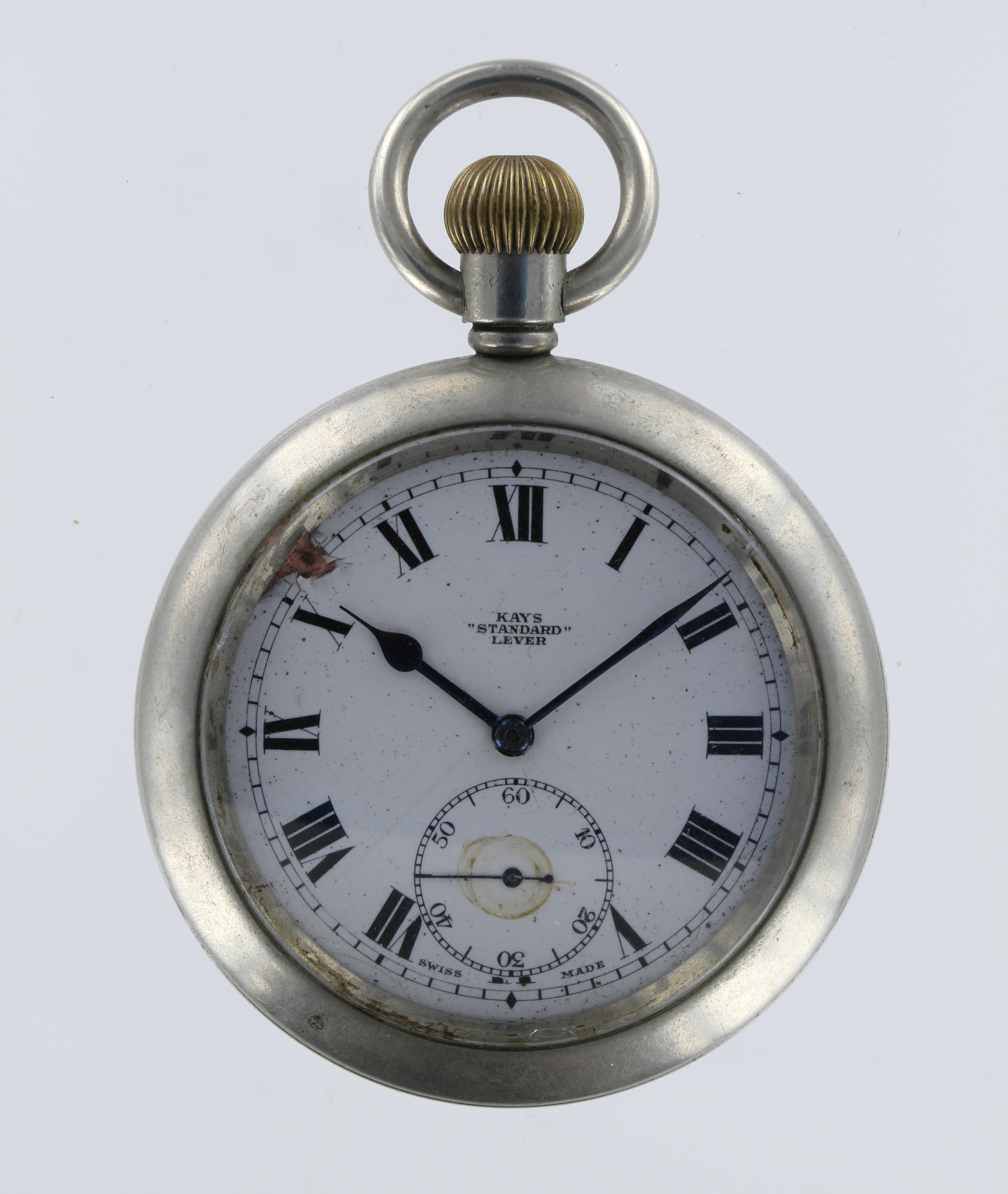 Kays "Standard" Lever military pocket watch. The white dial (small chip to enamel at 10 o'clock)