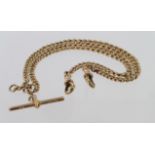 9ct hallmarked pocket watch chain. Approx length 35cm, weight 23.2g