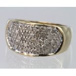 9ct Gold Diamond pave set Ring size S weight 5.5g