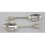 Two Jersey Militia silver shooting spoons dated 1910 & 1913. Hallmarked CTM, London, 1910 & 1913 (